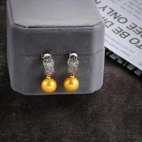 Hot-selling Women Pearl Earrings Stylish Yellow Pearl Jewelry Elegant Anniversary Gift Party Jewelry Premium Engagement Jewelry geltona