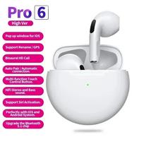 Originalios „Air Pro 6 TWS“ belaidės „Bluetooth“ ausinės „Mini Pods“ ausinės „Ausinės“ ausinės, skirtos „Xiaomi Android Apple iPhone“ ausinėms