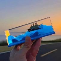 Titanic Cruise Drift Bottle Floating Boat Office Tabletop Ornaments Floating Fluid Boat Ornament Decor Decompression Toy Gift mėlyna