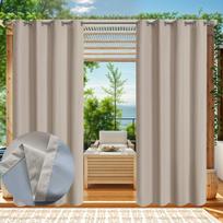 2 lauko užuolaidų rinkinys, privatumo užuolaida, atspari vandeniui, su kilpomis viršuje ir apačioje 140*275cm(2-Pack) smėlis