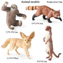 Oenux 4pcs Wild Animals Action Figure African Lion Tapirus indicus Camel Antelope Zebra Model Figurines Education Toy Kids Gift