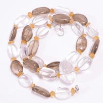 Natural Smoky Quartz Crystal Citrine Gemstone Beads Necklace 4-18 mm 18  UB-7951 UB-7951
