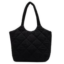 Korean Style Quilted Cotton Tote Bag - Large Capacity, Casual Shoulder Bag for Autumn/Winter 2025. juoda