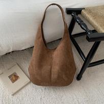 Lazy wind large-capacity suede bag new simple shoulder underarm bag retro commuter portable tote bag ruda