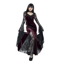 Moterų Cosplay Suknelė Tamsaus Stiliaus Helovino Šventės Kostiumas Nėrinių Derinys Gėlių Siuvinėjimas Žuvis L tamsiai raudona spalva