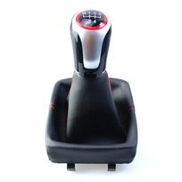 Naujas pavarų perjungimo svirties rankenėlė VW Polo 9N 9N2 2002 2003 2004 2005 2006 2007 2008 2009 su svirties perjungikliu PU odos apsauginiu dangteliu 5 Speed gray