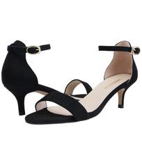 Moteriški 50 mm aksominiai atvirais pirštais čiurnos dirželiu slingback aukštakulniai bateliai vakarėliui, vestuvinei suknelei 35 juoda