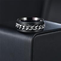 Stainless Steel Anxiety Fidget Spinner Rings for Men Women Rotatable Cuban Chain Punk Rock Anti Stress Jewelry 8&as picture