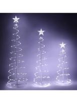 JOYFY 3 Pack Spiral Christmas Tree Light 218 LED Lighted Tree with Star Topper & Stakes for Christmas Decorations Xmas Eve Night 1.5M šalta balta spalva