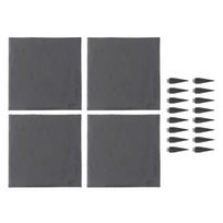 Stepping Stone With Ground Stakes Polypropylene Resin Weatherproof Garden Décor Stepping Stone For Lawn Outdoor Square Grey