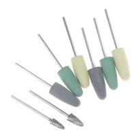 Dental Resin Base Acrylic Polishing Kit Drill Polisher Rotary Tools 6Pcs Silison Rubber Polish+2Pcs Tungsten Carbide Polish one size
