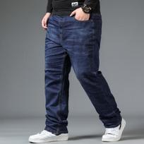 males Large Size Black Baggy Jeans 10XL Oversize High Waist Loose Trousers Husband Plus Size Blue Male  Denim Pants 48 mėlyna