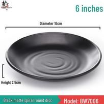 10-Pack 6-inch Black Spiral Round Plastic Snack Plates