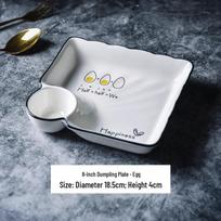 Nordic Ceramic Square Dumpling Plate with Dipping Dish
