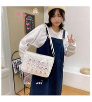 Women Ita Canvas Bag Big Size Lightweight Laptop PVC Window Lolita Student Shoulder Bag Purple JK Tote Bag Girls Crossbody Purse balta