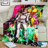 3D Print JoJos Bizarre Adventure Blanket Soft Sofa Cover Throw Anime Blanket Fleece Tapestry Warm Bed Blankets for Bedroom Couch 75x90cm