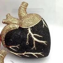 Red/Black Heart Shaped Diamond Evening Handbag Crystal Bags Luxury Designer Rhinestone Clutch Purse Wedding Party Clutches 18cmX14cmX4cm juoda