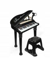 Pianino Z Mikrofonem I Krzesełkiem Dla Dzieci Czarne Black Zabawa Prezent