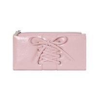 Card Pouch Portable Strap Bow Wallet PVC Multiple Card Balletcore Card Bag Solid Color Fashion Long Leather Purse Dating rožinė