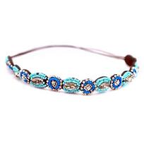 Crystal Headband Rhinestone Beaded Hairband Elastic Hair Band Korean Style Headband Bohemian Hair Accessories mėlyna