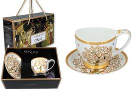 Filiżanka Espresso Gustav Klimt Drzewo Życia Biała Porcelana Ze Spodkiem