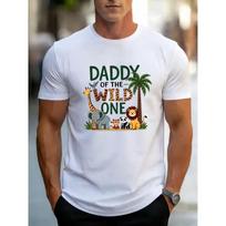 Men'S  DADDY OF THE WILD ONE  Jungle Animals Print T-Shirt Summer Quick-Dry Breathable Loose Round Neck Casual Short Sleeve Top for Outdoor S balta