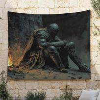 Dark Fantasy Knight Tapestry: Dark Warrior 75x100 juoda