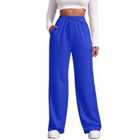 Women's Outdoor Running Casual Sports Sweatpants Elastic Waistband Loose Fit Full Length Athletic Pants with Side Pockets XL mėlyna