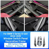 For BMW 5 Series i5 G60 2024-2025 ABS Carbon Fiber texture Car window lift glass panel button frame interior accessories