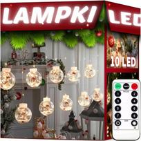 Lampki Choinkowe Led Bombki Mikołaje Świąteczne 10 Kul Led Na Usb 3M Pilot