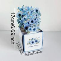 Watercolor Flowers Design 3D Pop-Up Greeting Card Premium Quality Festival Use Pop-Up Birthday Card Handwritten Note mėlyna