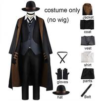 Nakahara Chuuya Cosplay Kostiumas  Įtraukta Kepurė Uniforma Ilgas Paltas Kelnės Didelio Dydžio Apranga Helovino Šventei Comic Con XS（old）