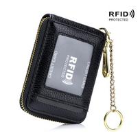 Foreign trade explosive card bag female exquisite RFID leather multi-functional male organ card bag bank card cover keychain juoda