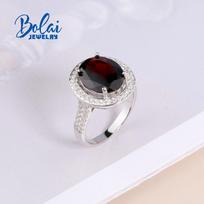 Natūralaus tamsaus granato sidabro žiedas ovalus 10*12mm brangakmenio 925 sterlingo sidabro dailūs papuošalai moterims kasdieniam dėvėjimui US RING SIZE 10# balta