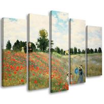 Five piece picture canvas print Field of poppies Claude Monet 100x70 įvairiaspalvis