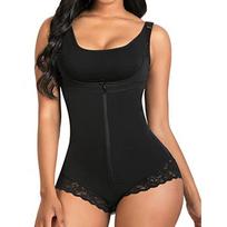 Women One Piece Lace Lingerie Tummy Control Butt Lifting Slimming Bodysuit Triangle Zipper Shapewear S juoda