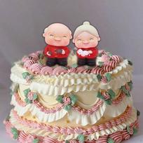 Elegant Elderly Couple Wedding Cake Toppers raudona