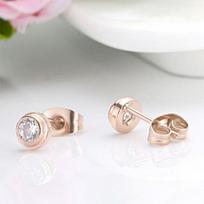 Love Earrings Women 'S Ear -Cuff Earring Crystal Rose Gold Stud Stainless Steel Fashion Jewelry Without Box