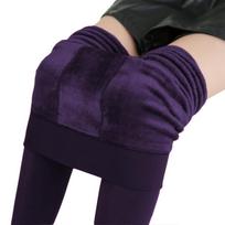 Moteriški antblauzdžiai Vienspalviai aukštu juosmeniu Push Up plius Velvet Kelnės Moteriškos šiltos kelnės S violetinė