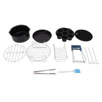 Oro keptuvės keptuvių rinkinys Karščiui atsparus Lengvai valomas Nerūdijantis plienas Oro keptuvės priedams Namams 18CM; 3L black