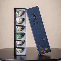 Geyao Teacup 6-cup Set Hand-painted Kung Fu Tea Set Ceramic Master Cup Gift Box Tea Cup Business Gift
