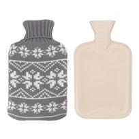 Hot Water Bag Rubber Large 2L Water Injection Hot Water Bottle with Knitting Cover for Hand
