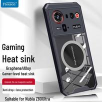 Freeson Magnetic Cooling Phone Case for Nubia Z80 Ultra skaidri juoda spalva