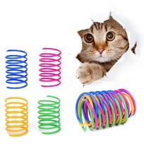 4/200Pcs Cat Spring Toy Cat Spiral Toys Interactive for Indoor Colorful Cats Plastic Springs Coil for Kitten Hunting Swatting 4pcs įvairiaspalvis