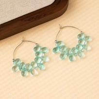 Cool Summer Green Clear Water Drop Beaded Stud Earrings Female Creative Niche Personality Sweet Small Fresh Fashion Earrings