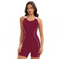 Women's Color-Blocked One-Piece Swimsuit with Open Back Design – Sleeveless Sporty Swimwear L