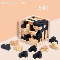 3D Cube Puzzle Luban Interlocking Creative Educational Wooden Toy Brain IQ Mind Early Learning Game Gift For Children Letter 54