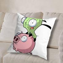 cool Invader Zim Gir I love Pillow Case Square Double-Sided Printing Short Plush Sofa Cushion Cover Bedroom Bedside Pillow 30cmx30cm