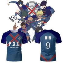 Paris X Gen P.X.G Blue Lock Japanese Anime Jersey Football Uniform No.9 Rin Shidou Cosplay T Shirts Customized Name Number Tops 100
