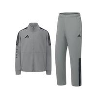 Adidas Boxing 3-Stripes Classic Retro Straight Leg Long Pants Stand Collar Jacket Cotton Two-Piece Casual Sports Suit CLTR02NHJB-GYB+CLTR02PTK-GYB M